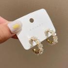 Flower Shell Alloy Open Hoop Earring A038 - 1 Pair - Gold - One Size