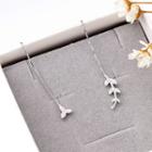 925 Sterling Silver Non-matching Leaf Dangle Earring 1 Pair - As Shown In Figure - One Size