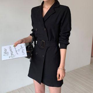 Double-breasted Mini Coatdress With Belt