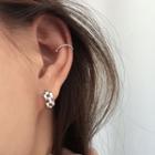 925 Sterling Silver Earring 1 Pair - Ear Hoop Buckle Earring - Silver - One Size