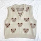 Bear Sweater Vest Off-white - One Size