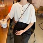 Loose-fit Short-sleeve Blouse / Plain Loose-fit Cropped Pants