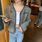Single-breasted Tweed Jacket Gray - One Size