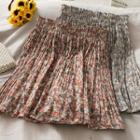 Paperbag High-waist Floral Mini Skirt