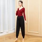 V-neck Long-sleeve T-shirt / Crop Harem Pants / Set