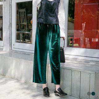Sheeny Velvet Drawstring Gaucho Pants