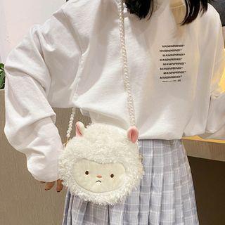 Mini Fluffy Alpaca Faux Pearl Crossbody Bag Off-white - One Size