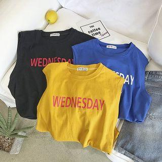 Plain Crew-neck Loose-fit Tank Top