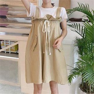 Drawstring-front Pinafore Dress