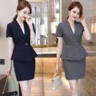 Short-sleeve Blazer / Straight Leg Pants / Pencil Skirt / Set