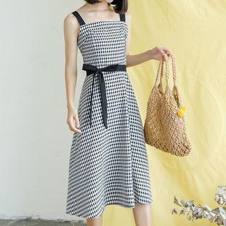 Plaid Open Back Sleeveless Dress