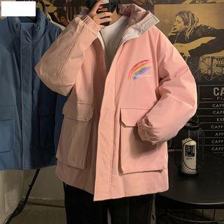 Hooded Rainbow Print Zip Jacket
