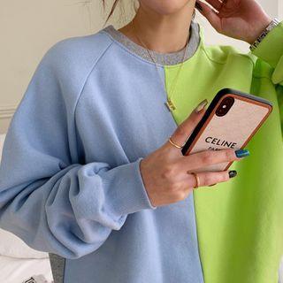 Ringer Two-tone Sweatshirt Sky Blue - One Size