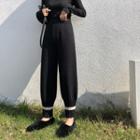 Contrast Trim Knit Harem Pants Black - One Size