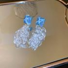 Chunky Chain Resin Fringed Earring 1 Pair - Earring - Silver Pin - Gemoteric - Blue & Transparent - One Size
