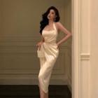 Halter Midi Wrap Dress