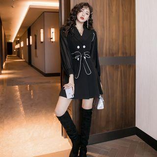 Double-breasted Mini Chiffon A-line Blazer Dress