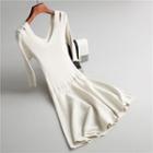 Cut-out Long-sleeve Knit A-line Dress