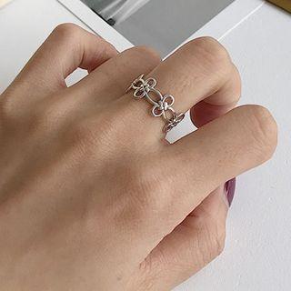 925 Sterling Silver Knot Ring K515 - Flower - White Gold - One Size
