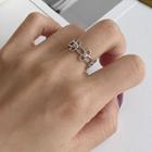 925 Sterling Silver Knot Ring K515 - Flower - White Gold - One Size