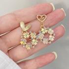 Asymmetrical Flower Heart Stud Earring 1 Pair - Gold - Earrings - One Size