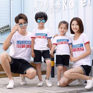 Family Matching Set: Lettering Short-sleeve T-shirt + Shorts