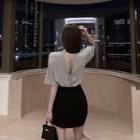 Short-sleeve Open Back T-shirt / High-waist Split Hem Skirt