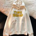 Lettering Embroidered Horned Hoodie