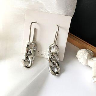 Chain Earring 1 Pair - S925 Silver - Silver - One Size