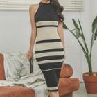 Two Tone Knit Sheath Dress