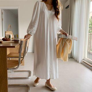 Open-placket Maxi Dress