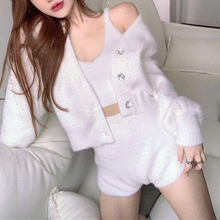 Cropped Spaghetti Strap Top / Jacket / Shorts