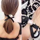 Faux Pearl Bow Hair Tie As Shown In Figure - One Size