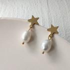 Freshwater Pearl Star Alloy Dangle Earring 1162 - 1 Pair - Star - Gold - One Size