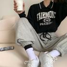 Long-sleeve Printed T-shirt / Wide-leg Jeans/ Plain Wide-leg Sweatpants