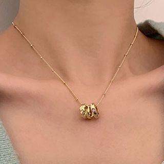 Ring Necklace Necklace - Zircon - Ring - Gold - One Size