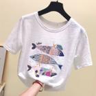 Sequined Fish Short-sleeve T-shirt