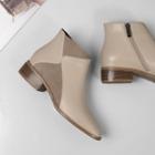 Genuine Leather Two-tone Ankle Boots