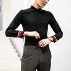 Color-block Slim-fit Long-sleeve Shirt
