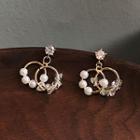 Rhinestone Faux Pearl Drop Earring 1 Pair - Gold - One Size