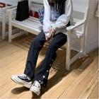 High-waist Side-button Jeans