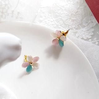 Flower Ear Stud 1 Pair - As Shown In Figure - One Size