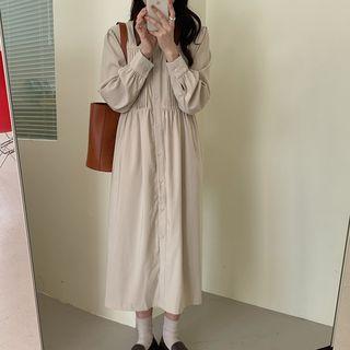 Contrast Color Midi Collared Dress