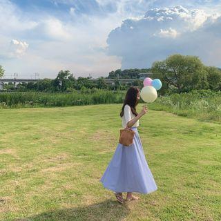 Polka-dot Long Full Skirt