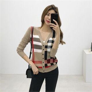 Multicolor Plaid Cardigan