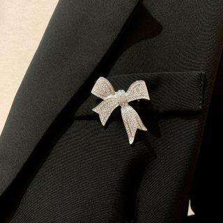Rhinestone Butterfly Brooch Pin Silver - One Size