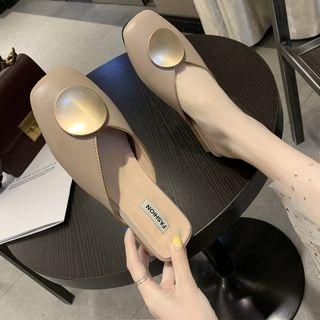 Metal Disc Square Toe Mules