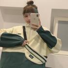 Set: Color Block Half-zip Sweatshirt + Mini Sling Bag