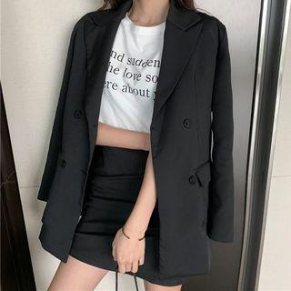 Button Blazer / Mini Sheath Skirt
