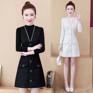 Set: Top + Sleeveless Tweed Dress